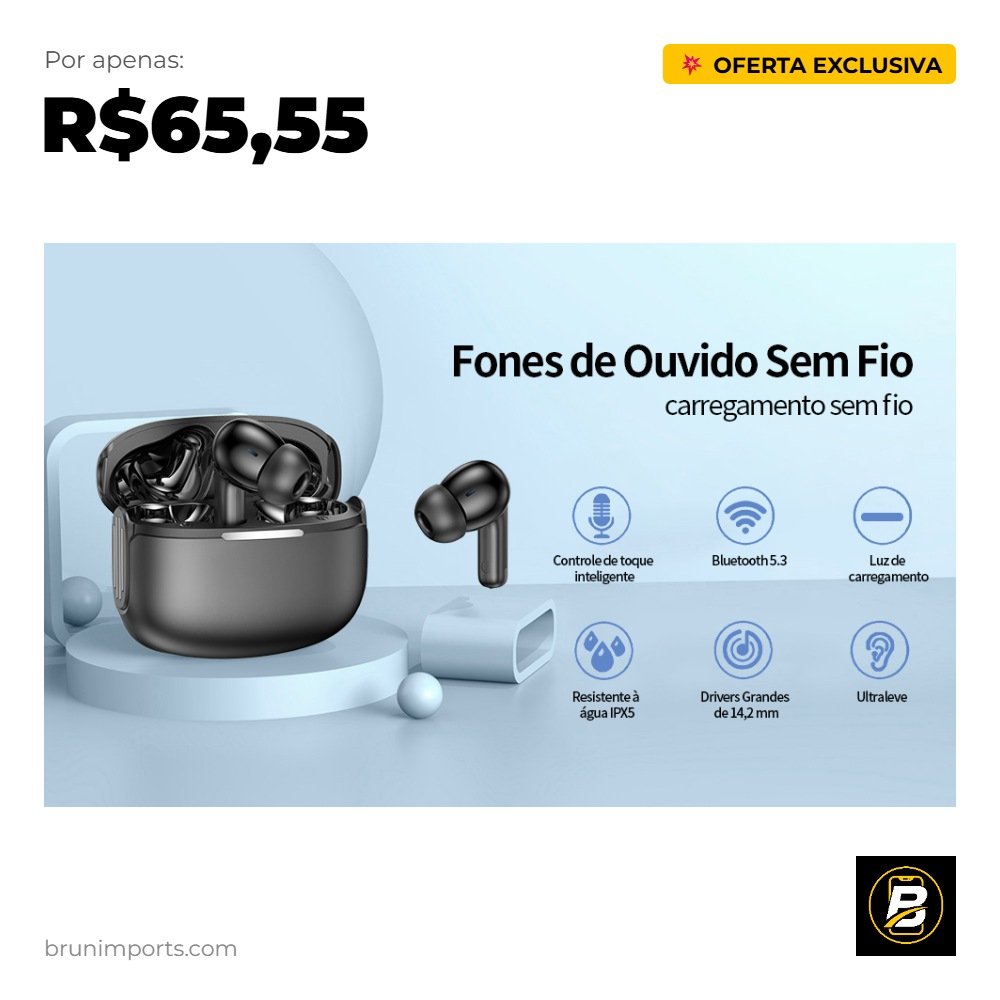 Fone Bluetooth 5.3 Intra-auricular