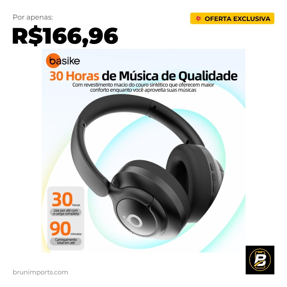 Fone Over-Ear Basike Bluetooth 5.4